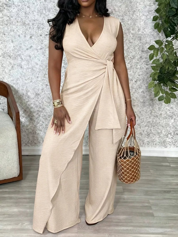 Evanna Wrap Wide-Leg Jumpsuit