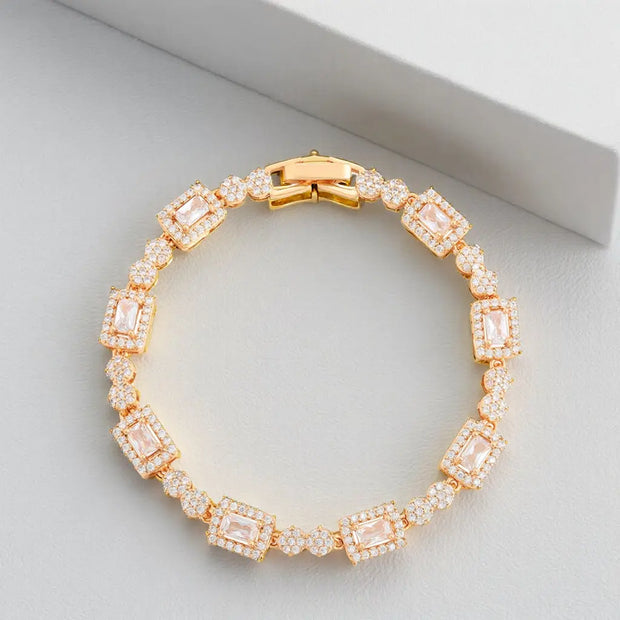 Sunna – Bracelet CZ blanc, finition or rose 18K