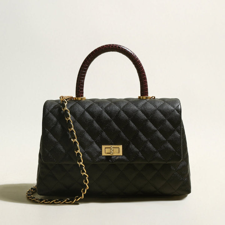 Romy Black Quilted Caviar Leather Bag