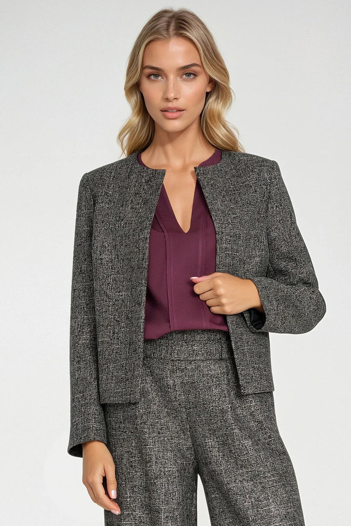 Elysane – Veste courte boxy chinée Nife