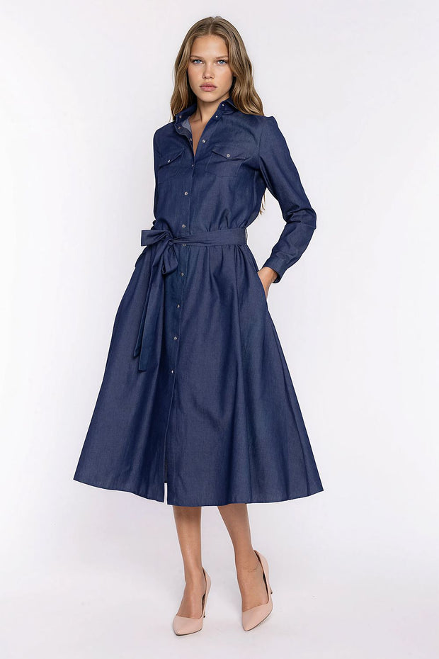 Robe Calyane midi en denim – Nife