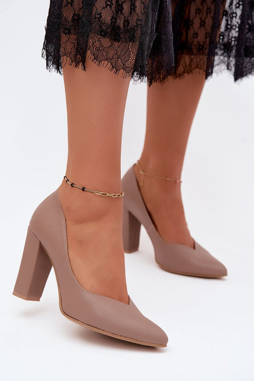 Escarpins Zélisse beige à talon bloc