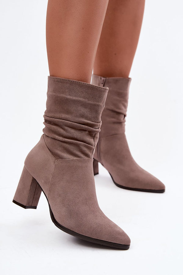 Bottines Noryane beiges froncées à talon stable