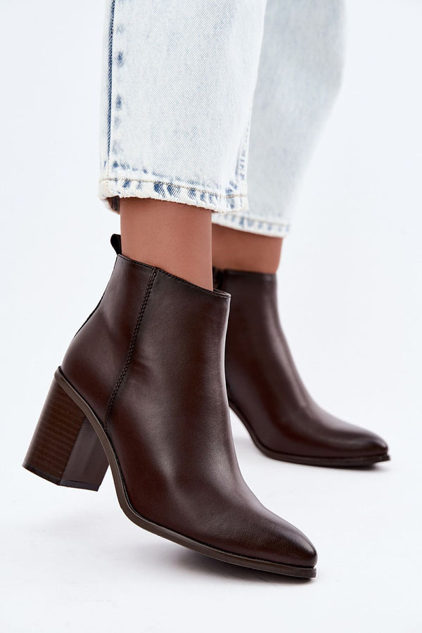 Bottines Olyvera en cuir à talon stable