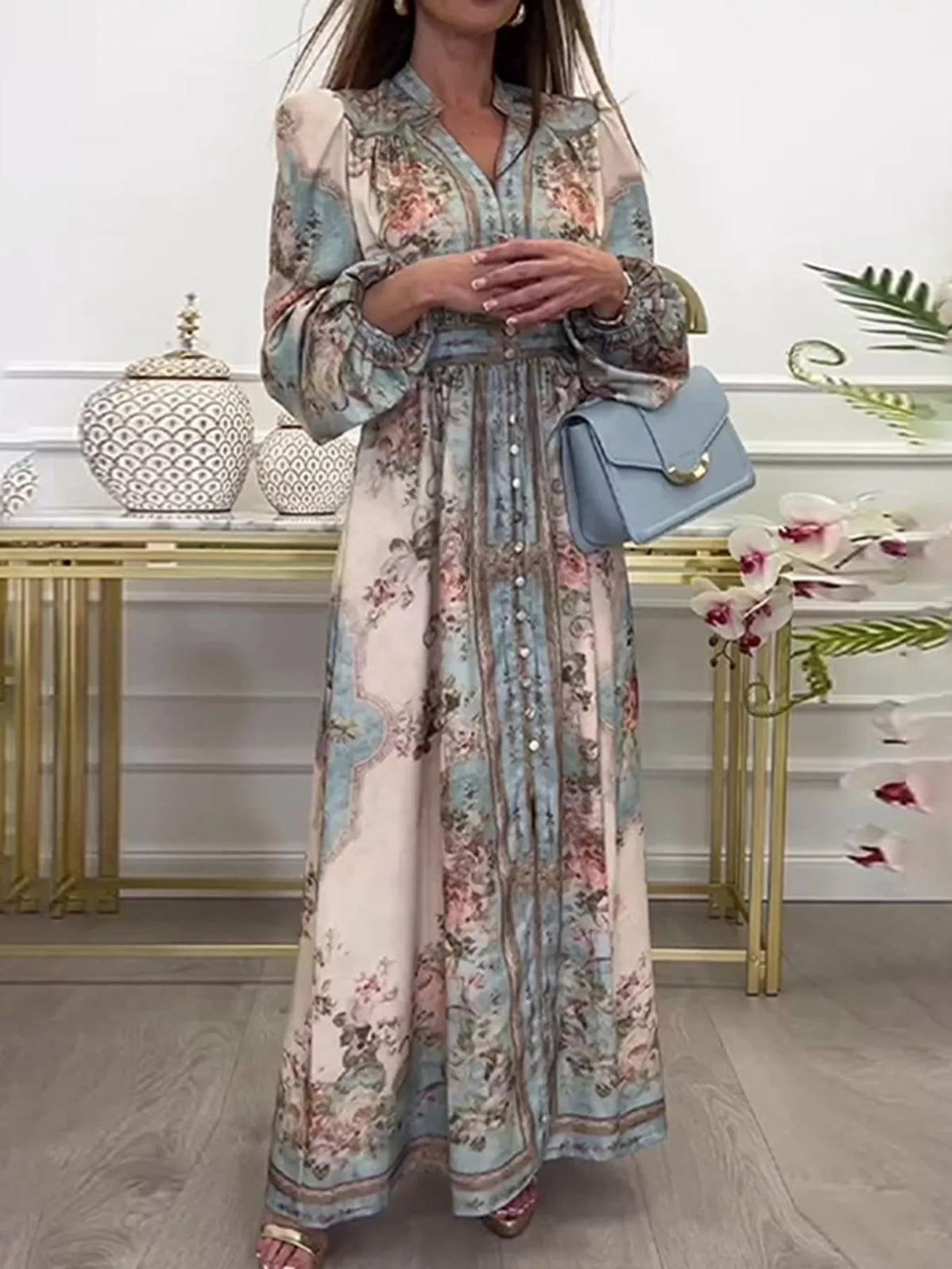 Robe longue Halo fleurie – photo produit 3