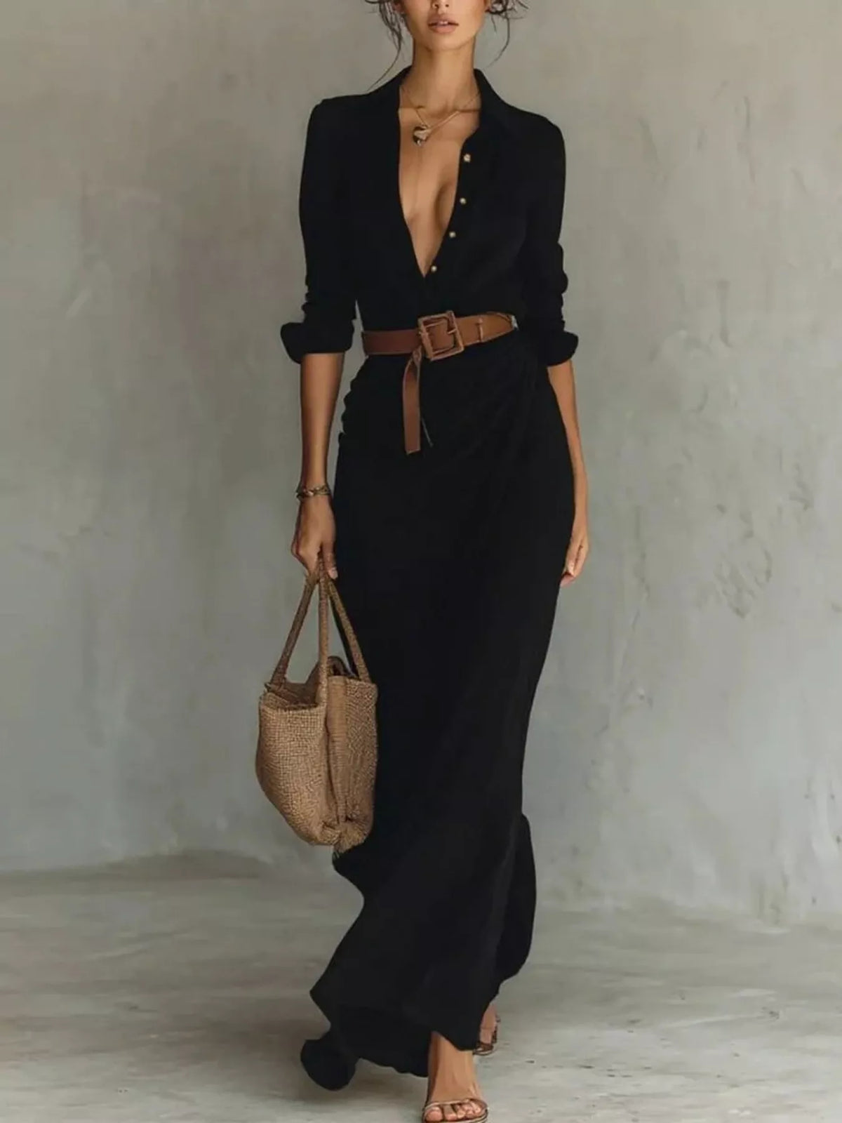 Robe longue Pli drapée grande taille – photo produit 3
