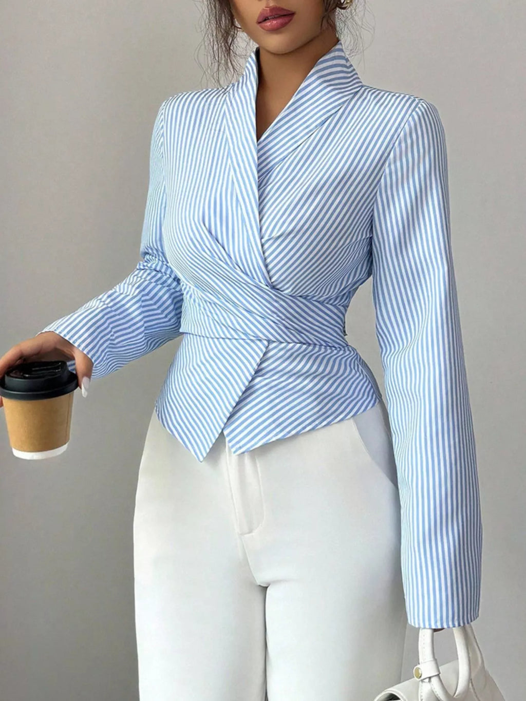 Blouse Romy rayée cache-cœur – photo produit 5