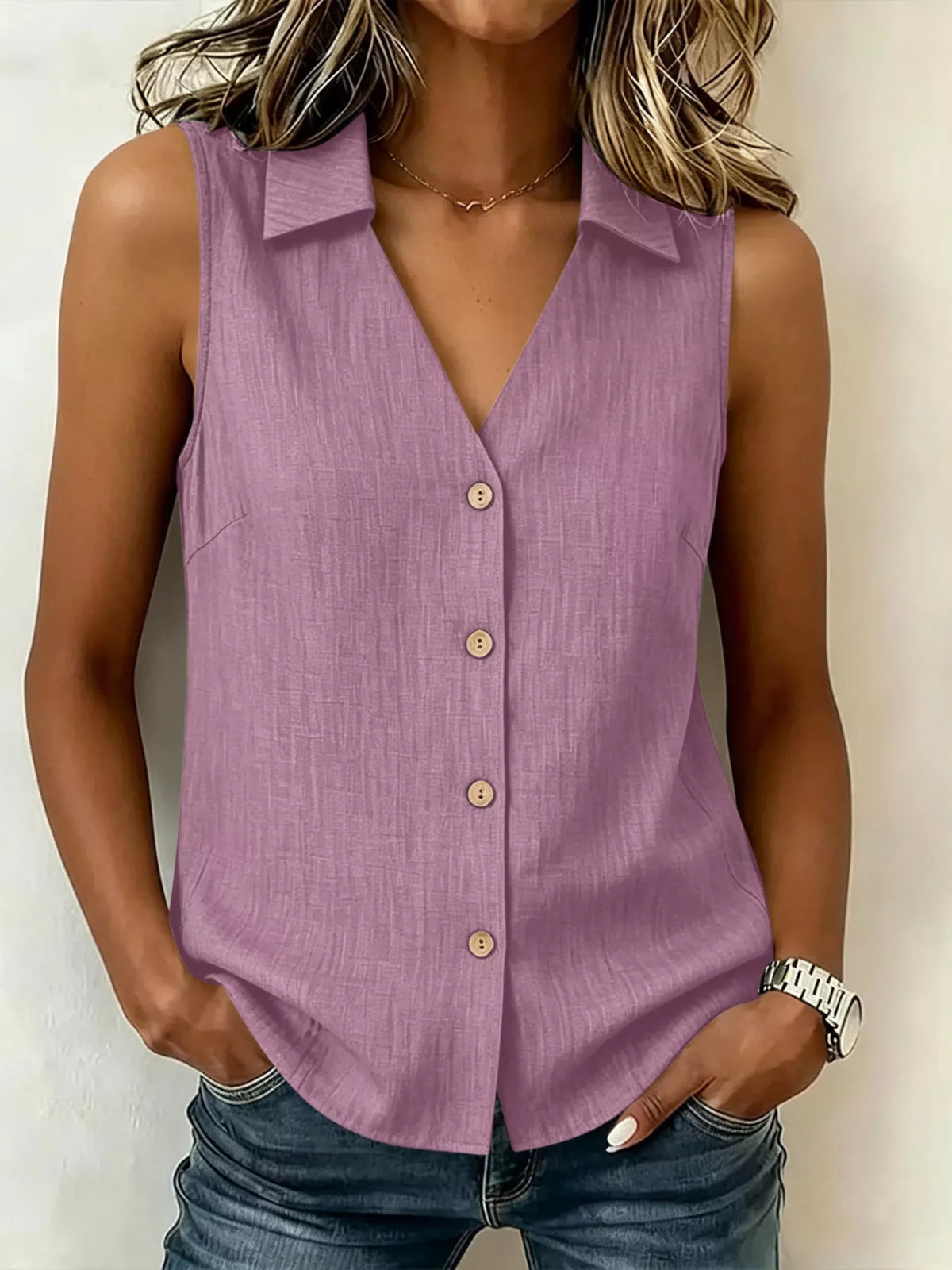 Top – Amalia boutonné col grande taille – photo produit 7