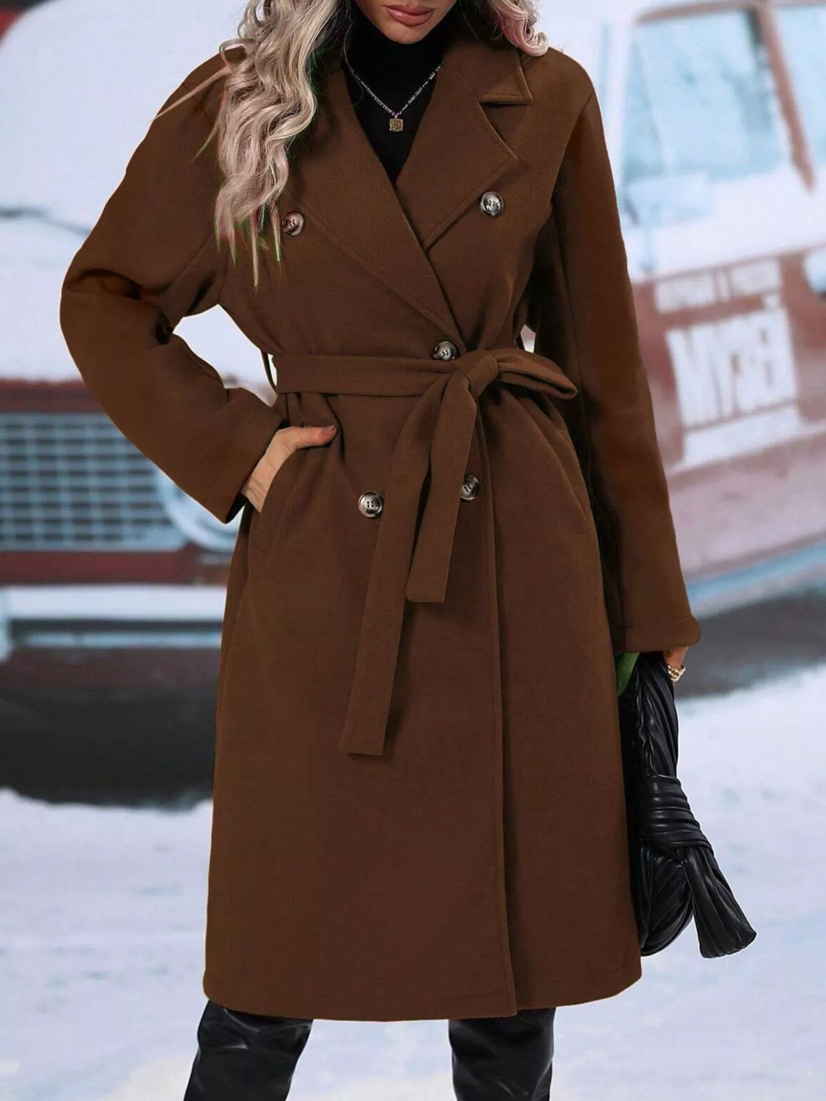 Manteau Vénicia – croisé à ceinture nouée – photo produit 7