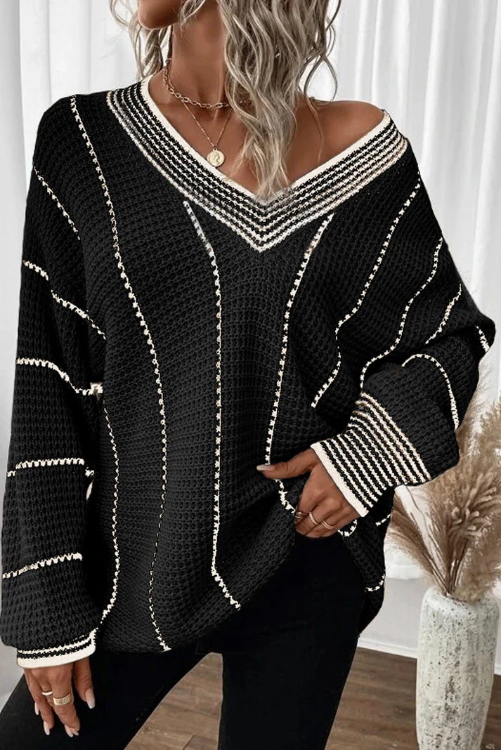 Pull Tess rayé col V – photo produit 1