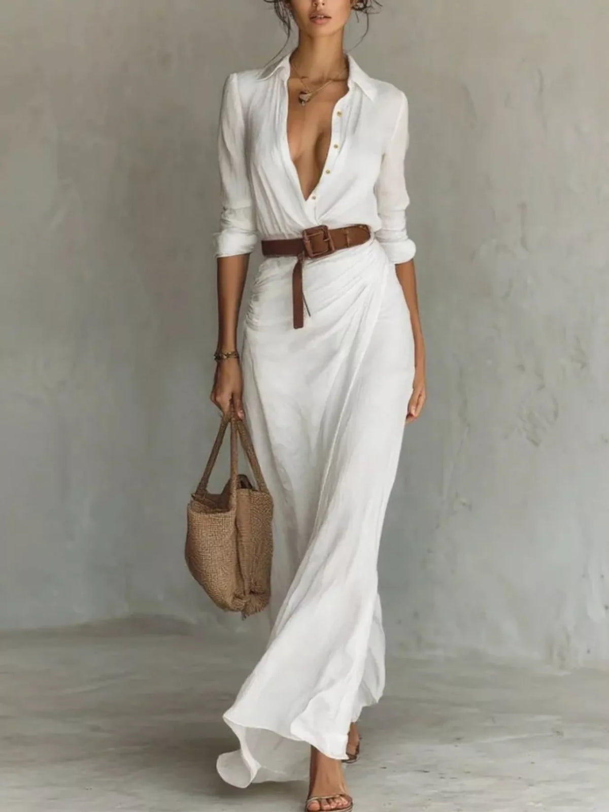 Robe longue Pli drapée grande taille – photo produit 4