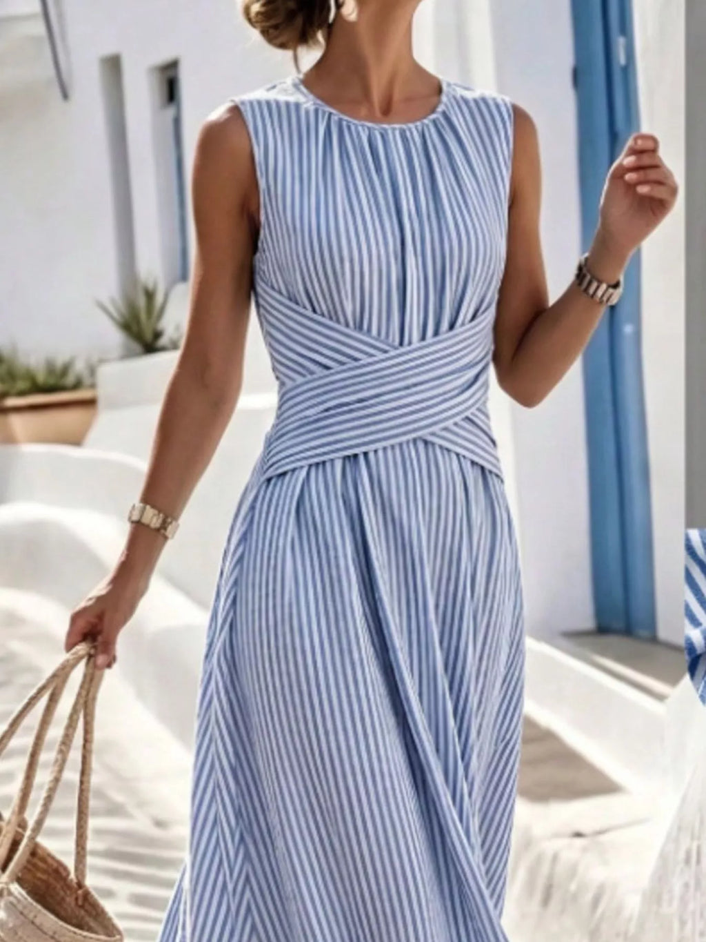 Robe longue Adèle rayée – photo produit 1