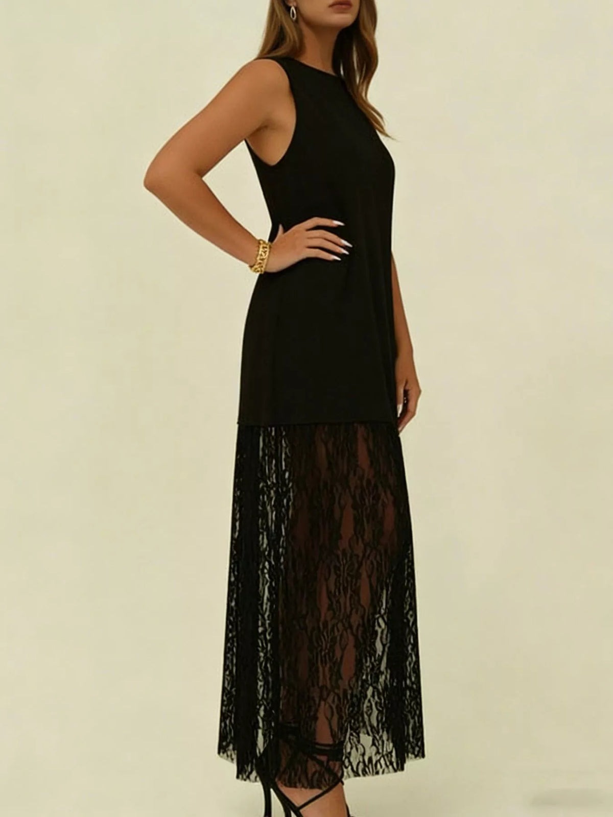 Robe longue Zélie en dentelle – photo produit 2