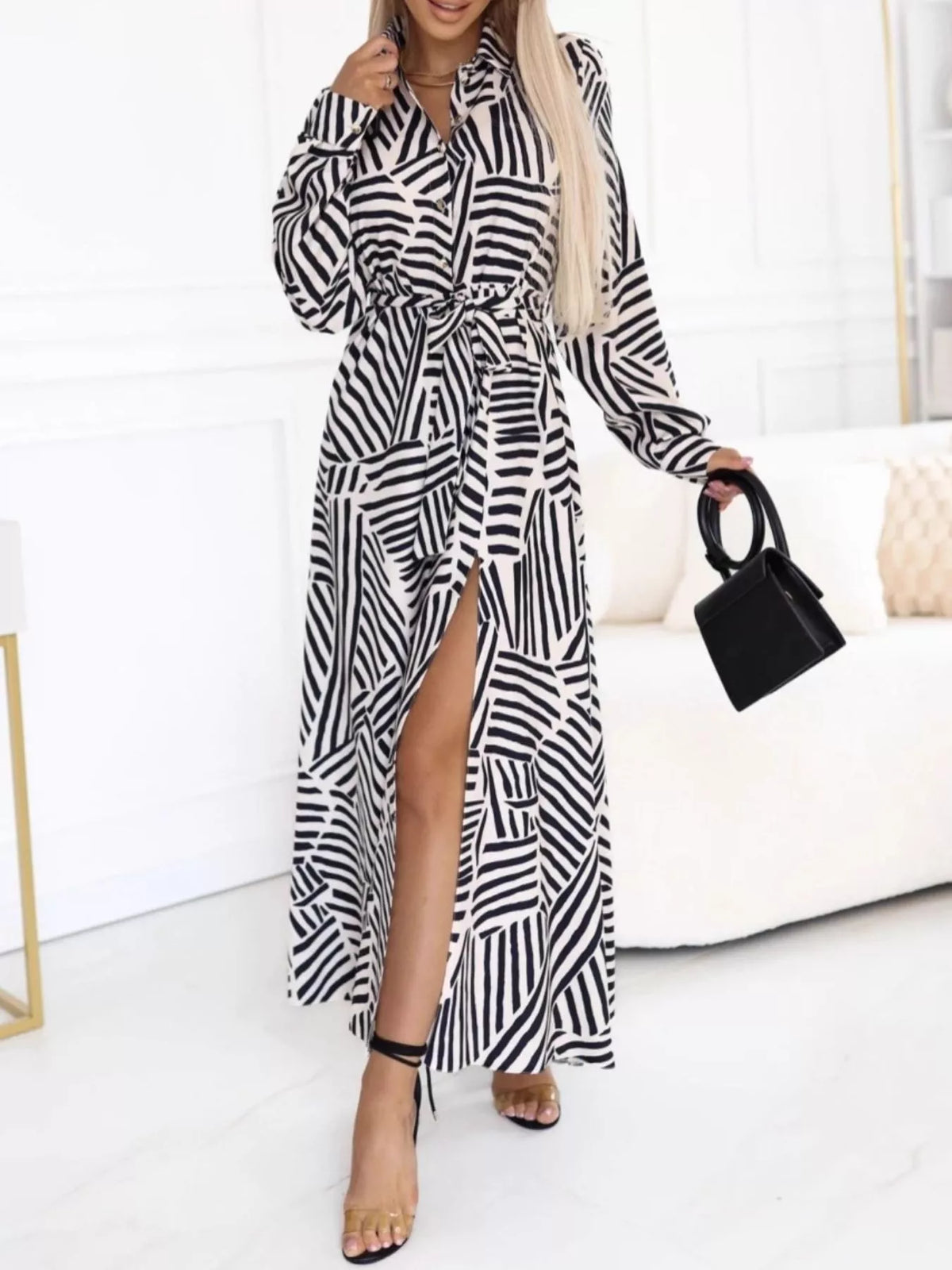 Robe chemise Shamara géométrique – photo produit 1