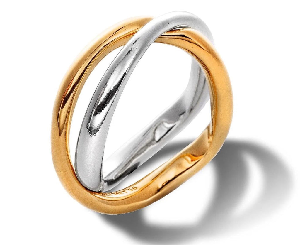 PANDORA JEWELRY Mod. 163262C00-56ESSENCE TWO-TONE ENTWINED BANDS RING - SIZE 56