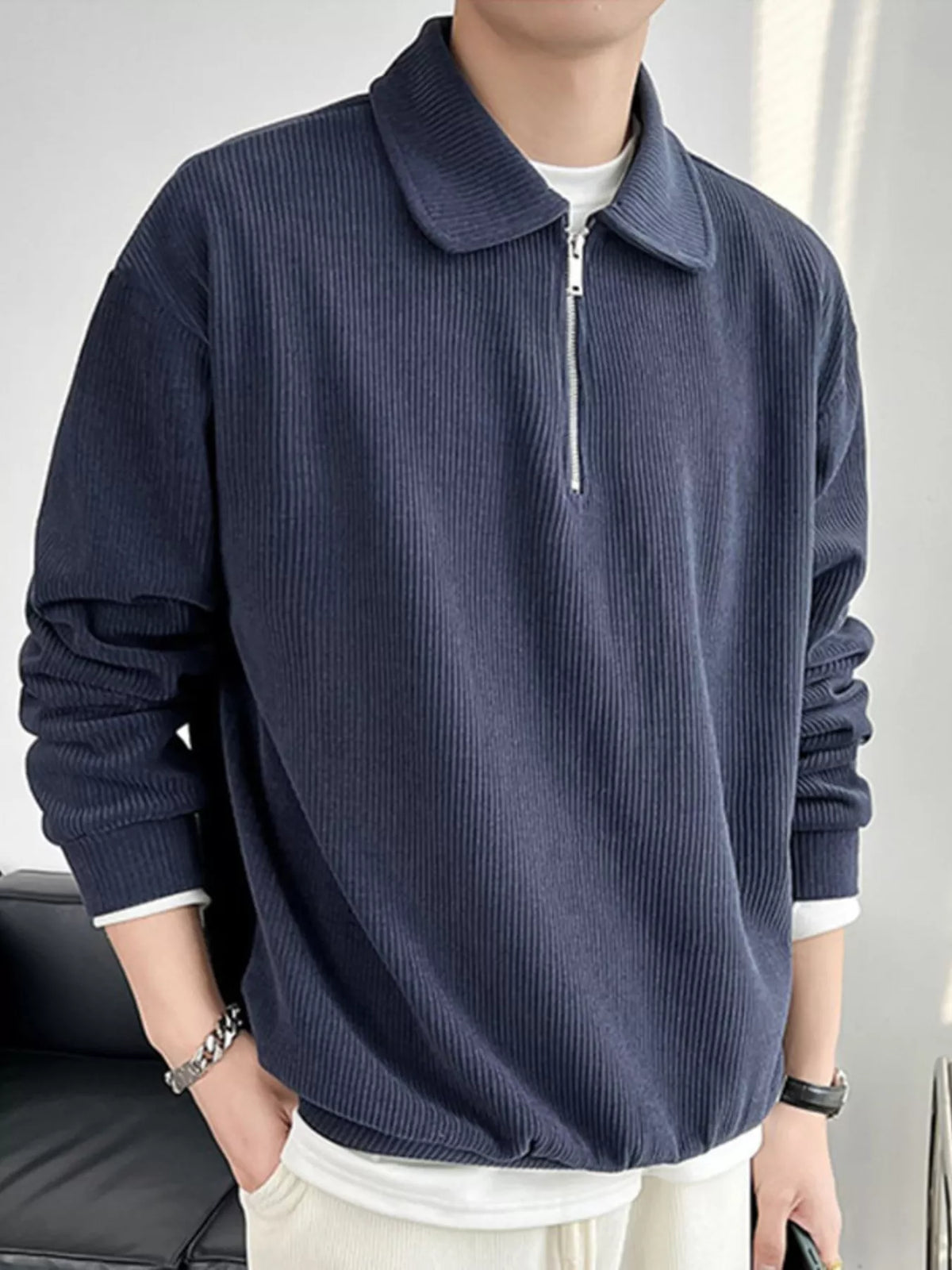 Polo homme Adem en velours côtelé – photo produit 1
