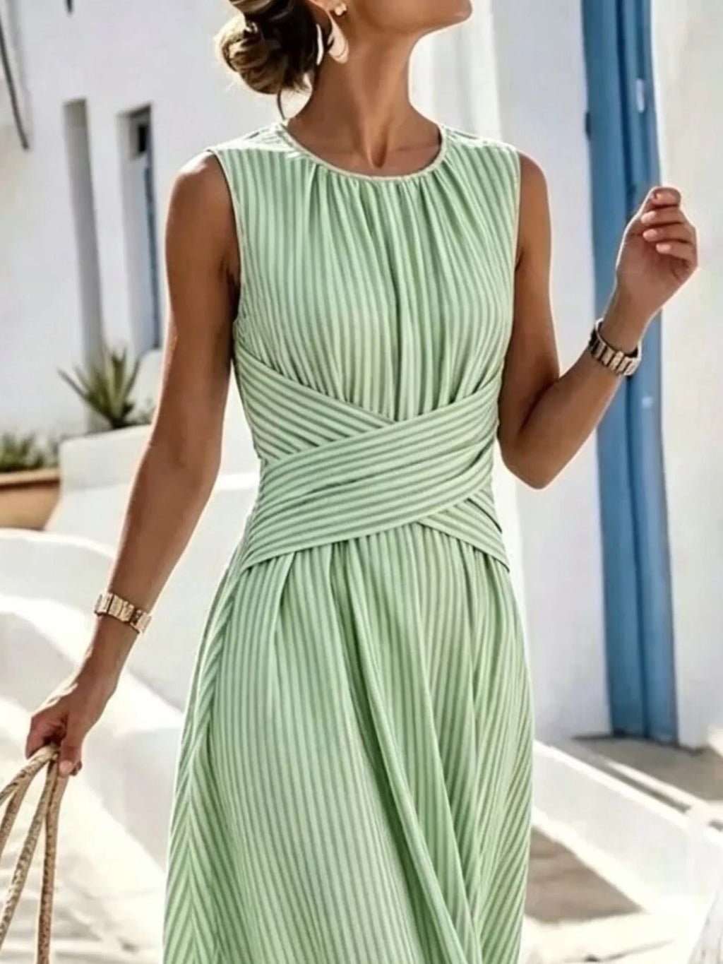 Robe longue Adèle rayée – photo produit 6