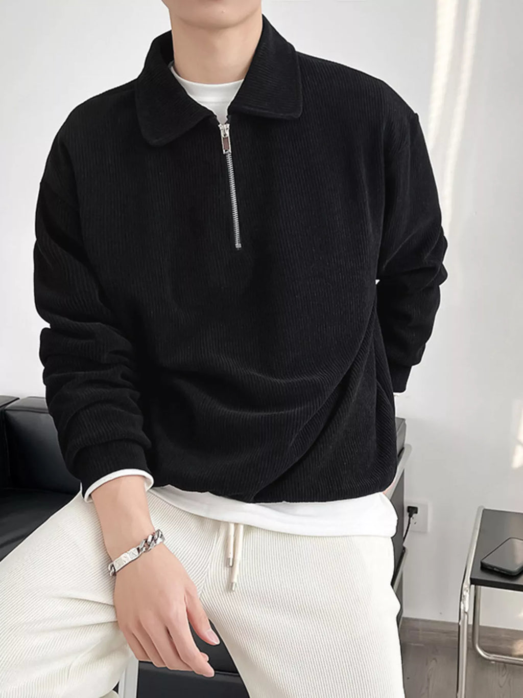 Polo homme Adem en velours côtelé – photo produit 3