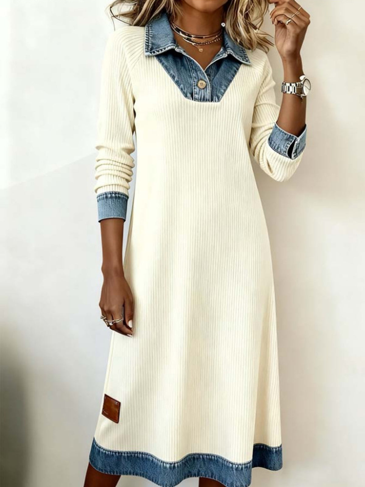 Robe midi Faustine côtelée grande taille – photo produit 1