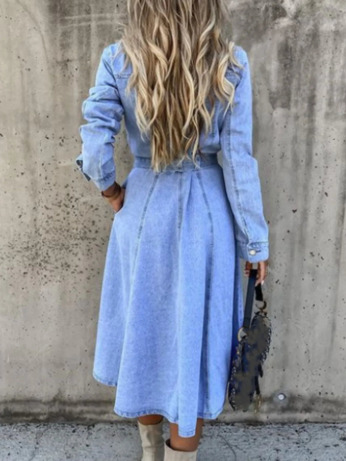 Robe chemise Élena en jean – photo produit 3