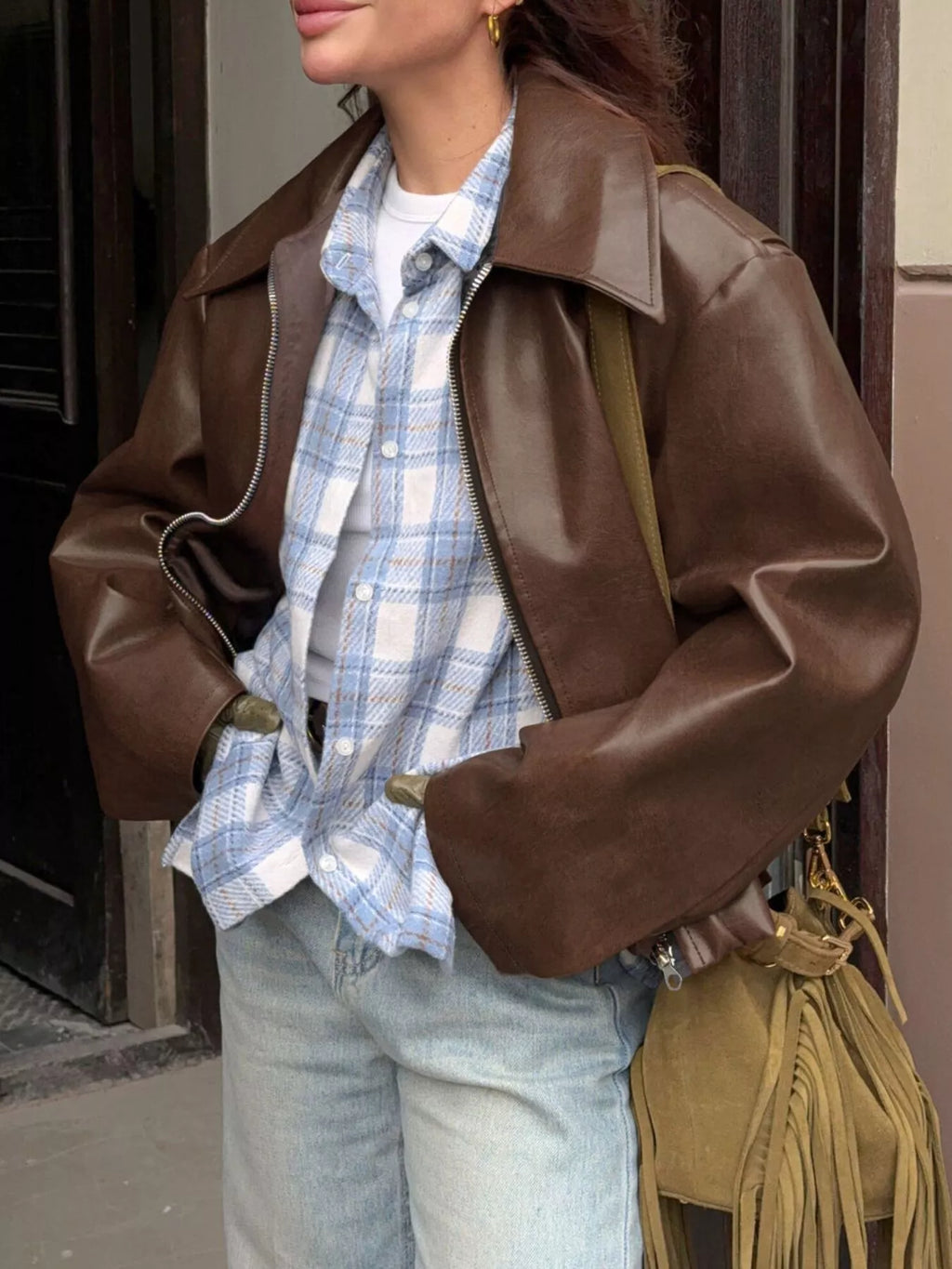 Veste Maïa – zippée en simili cuir – photo produit 2