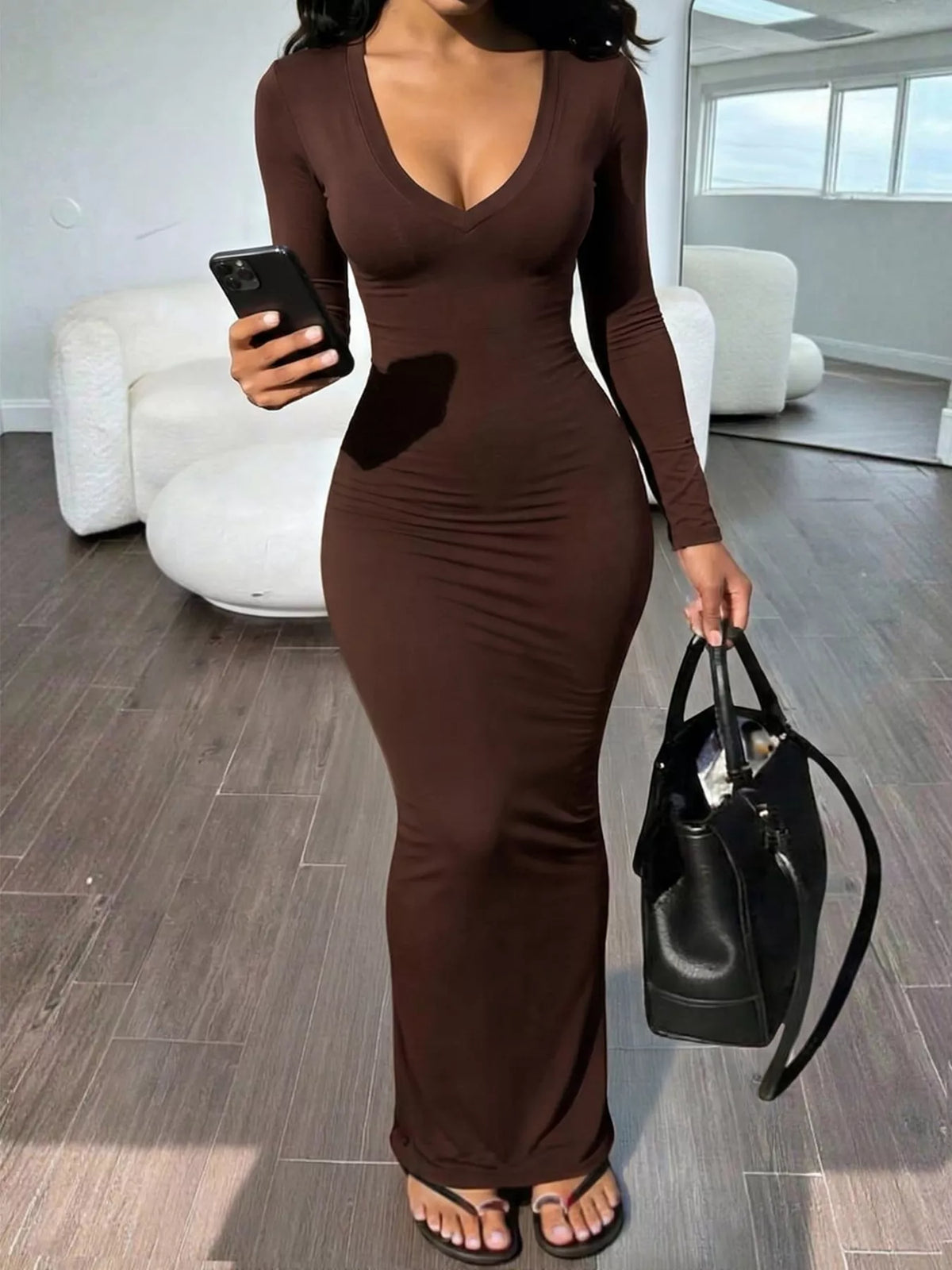 Robe longue Amaya drapée – photo produit 1