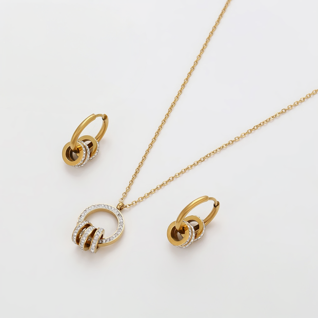 Kaisa – Parure collier & boucles, finition or 14K