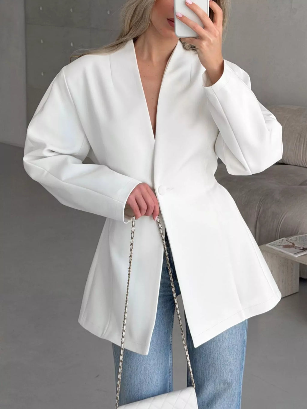 Blazer Adélise – un bouton manches longues – photo produit 1