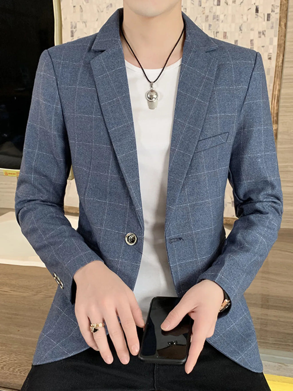Blazer Eden homme à carreaux grande taille – photo produit 2