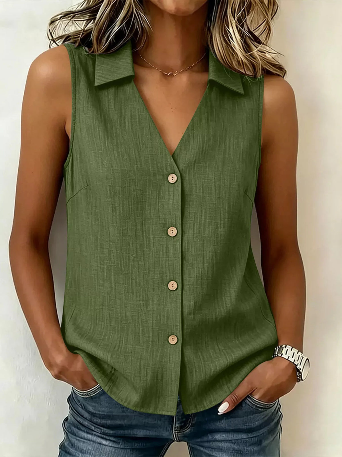 Top – Amalia boutonné col grande taille – photo produit 5
