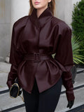 Veste Nina ceinturée effet cuir – photo produit 1