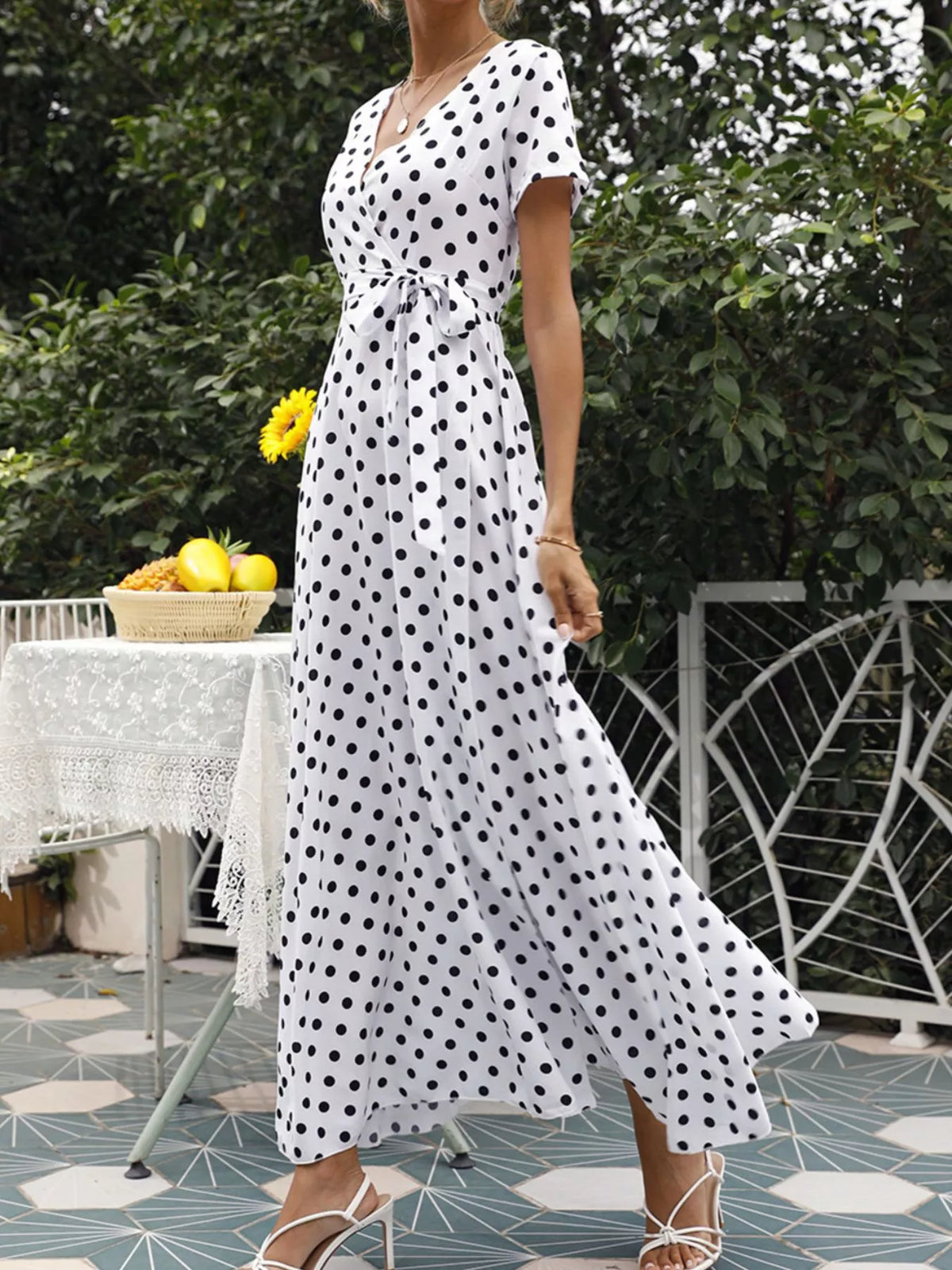 Robe longue Inès à pois – photo produit 2