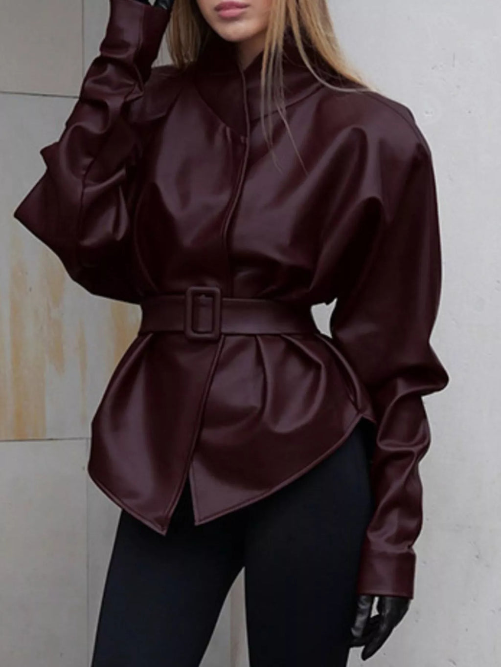 Veste Nina ceinturée effet cuir – photo produit 10
