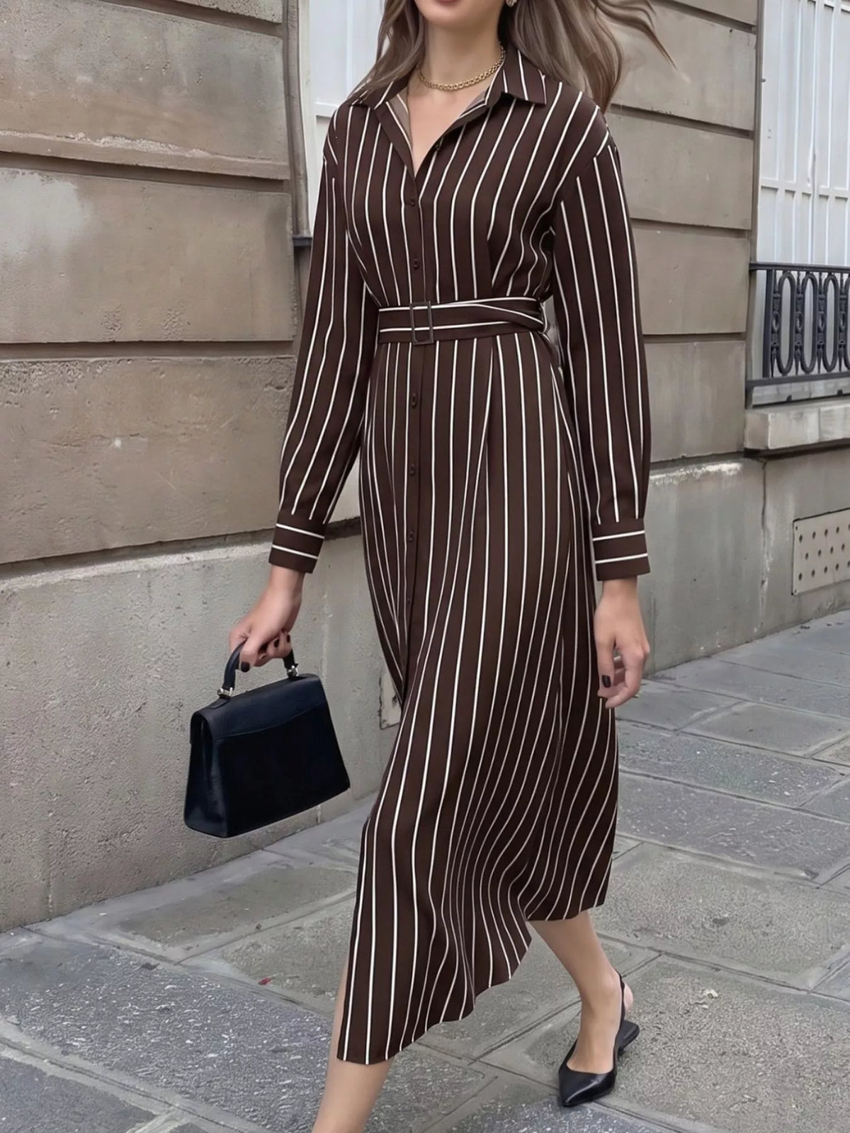 Robe chemise Clara rayée – photo produit 2