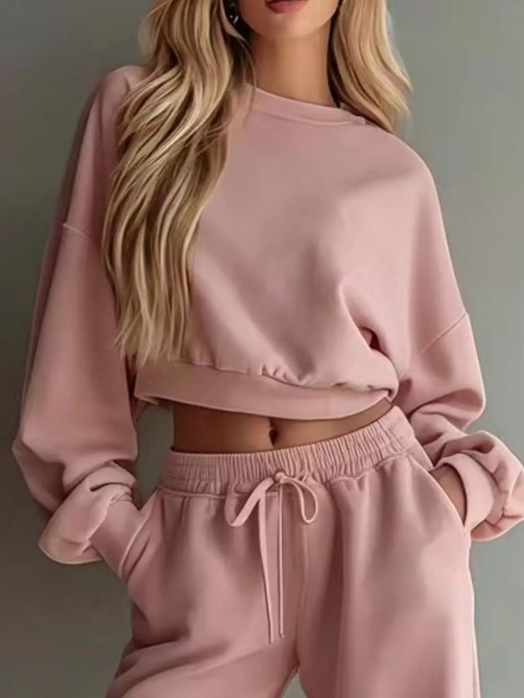 Ensemble sweat court col rond et pantalon large – photo produit 20
