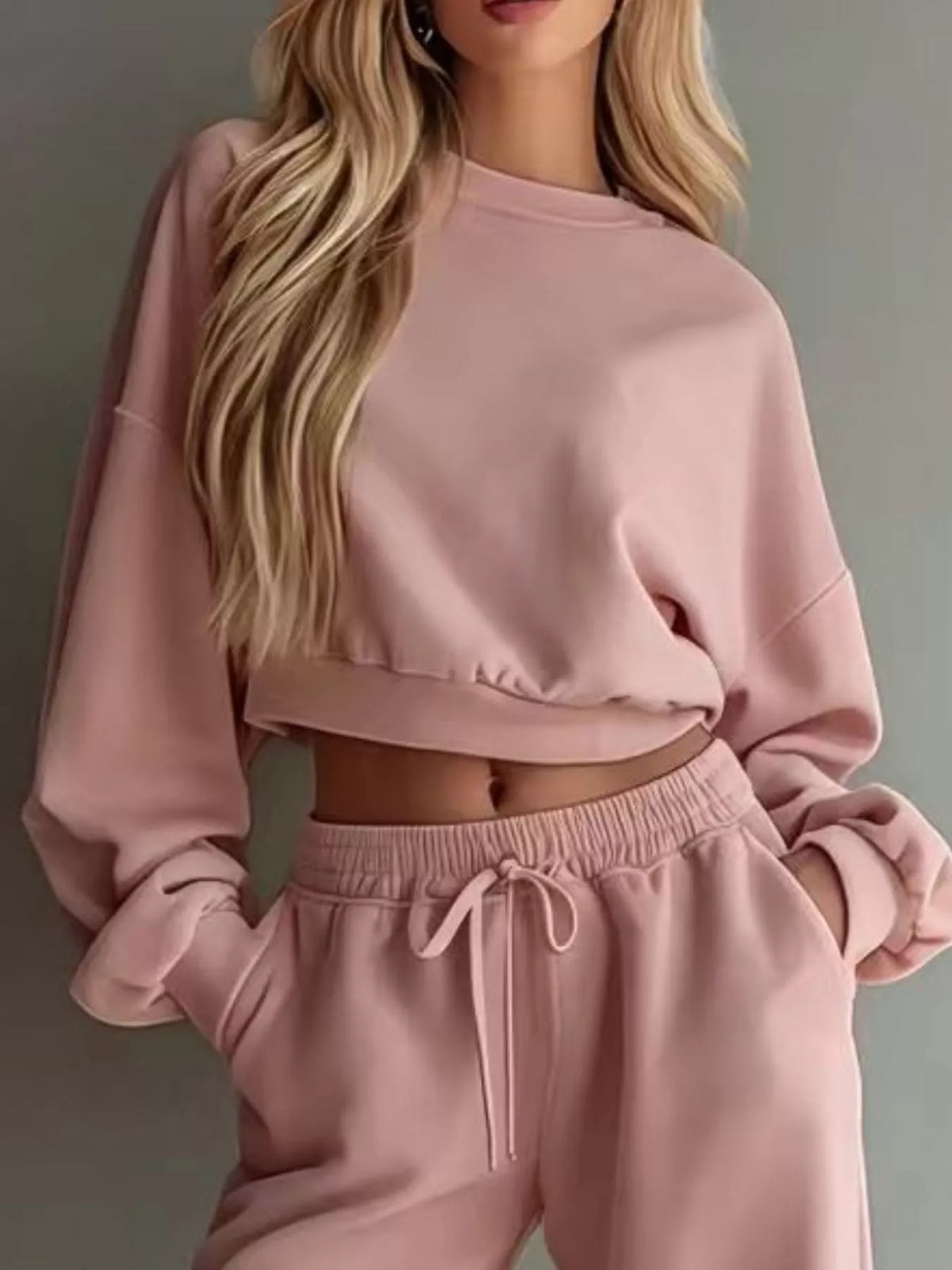 Ensemble sweat court col rond et pantalon large – photo produit 20