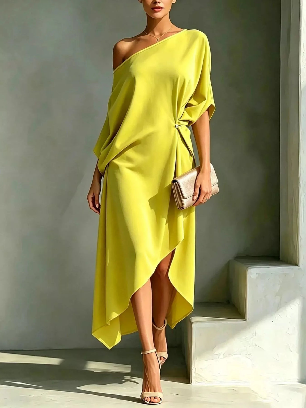 Robe Salomé drapée asymétrique – photo produit 1
