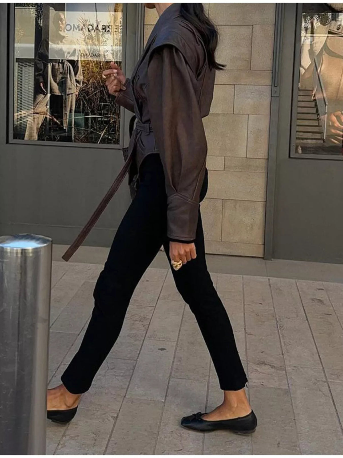 Veste Romy ceinturée effet cuir – photo produit 5
