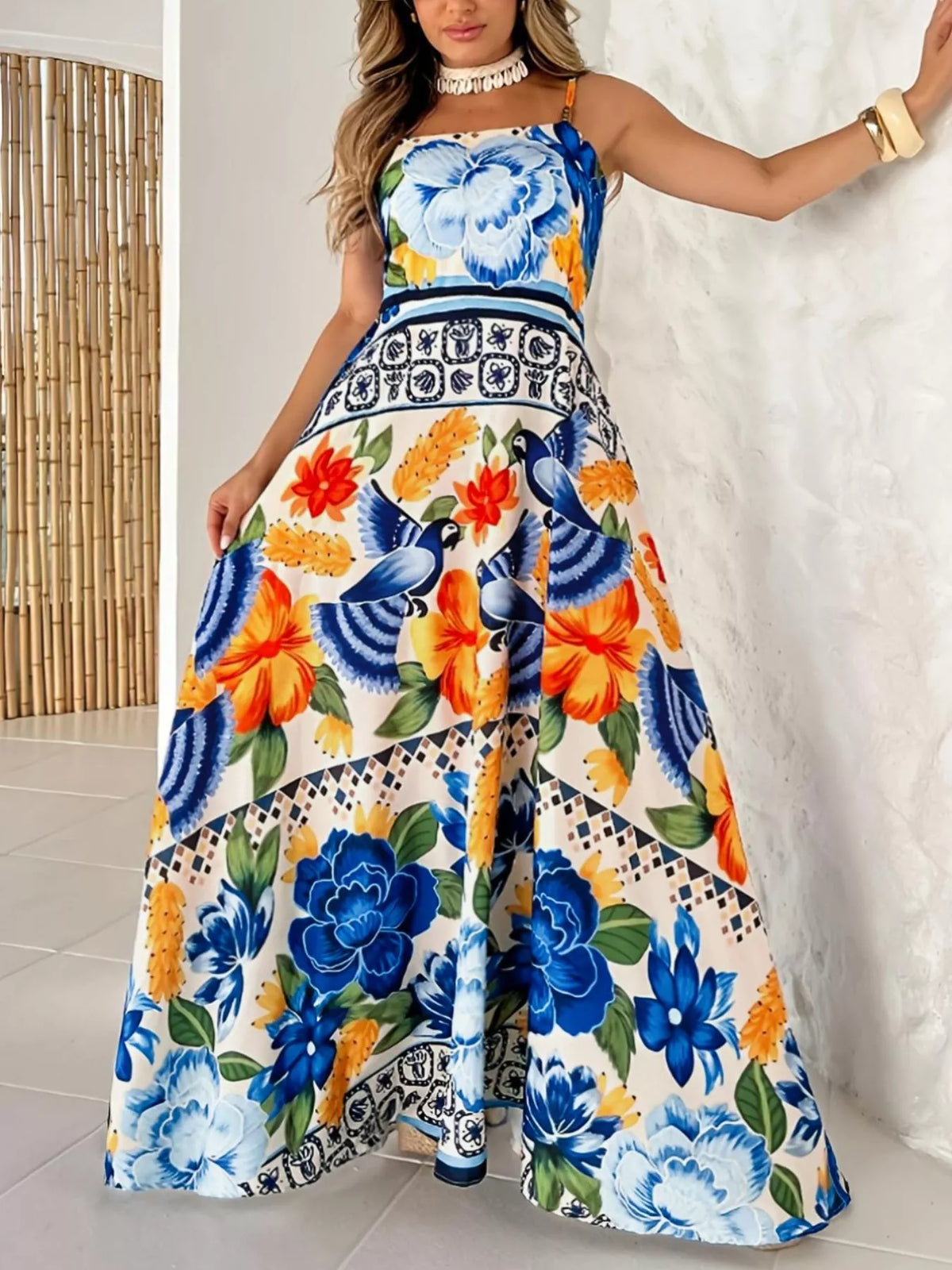 Robe longue Danaé fleurie grande taille – photo produit 1