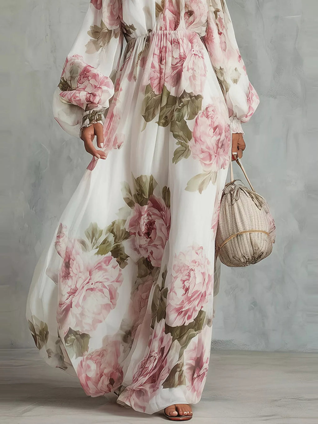 Robe longue Jade fleurie – photo produit 3