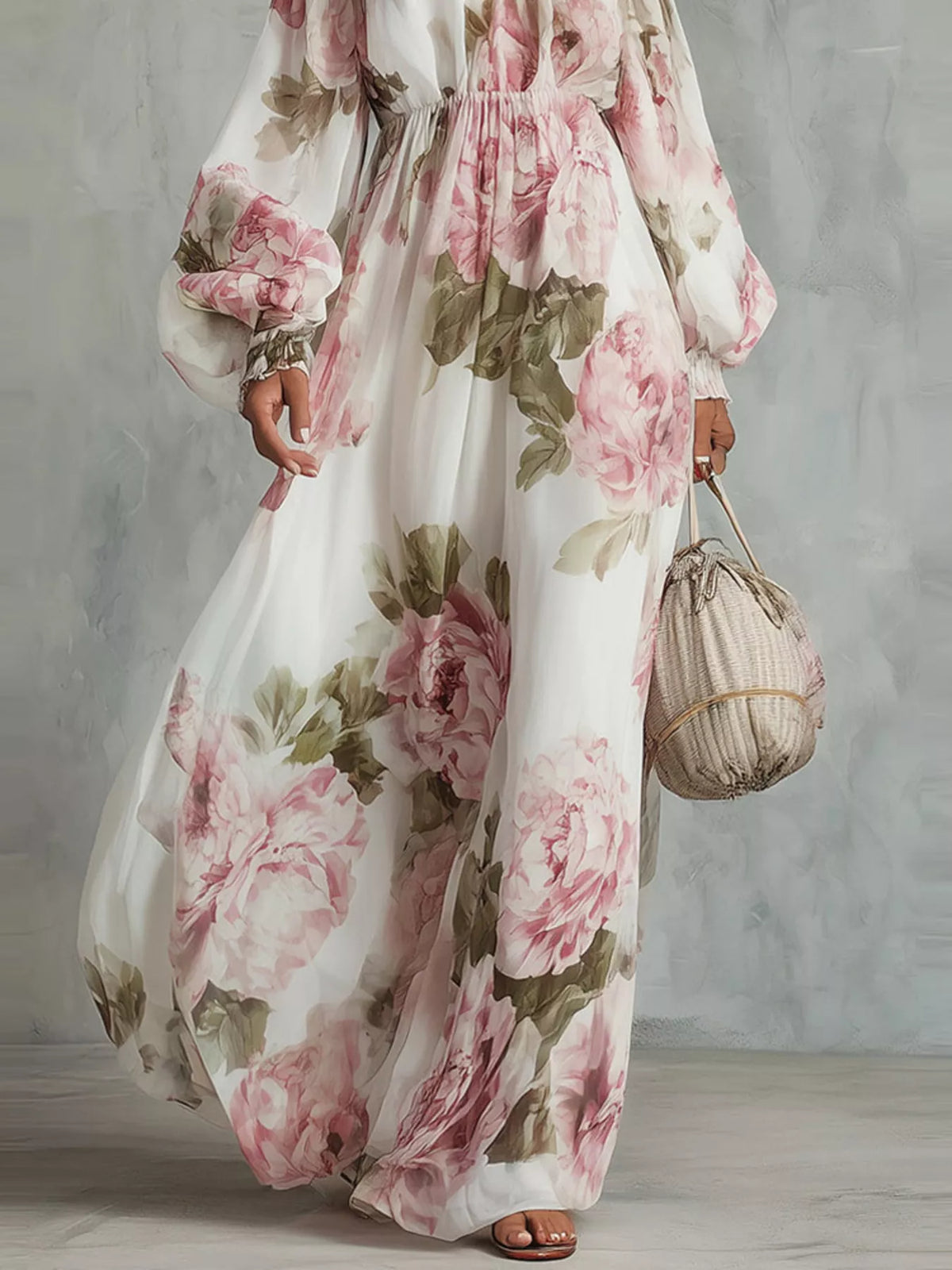 Robe longue Jade fleurie – photo produit 3