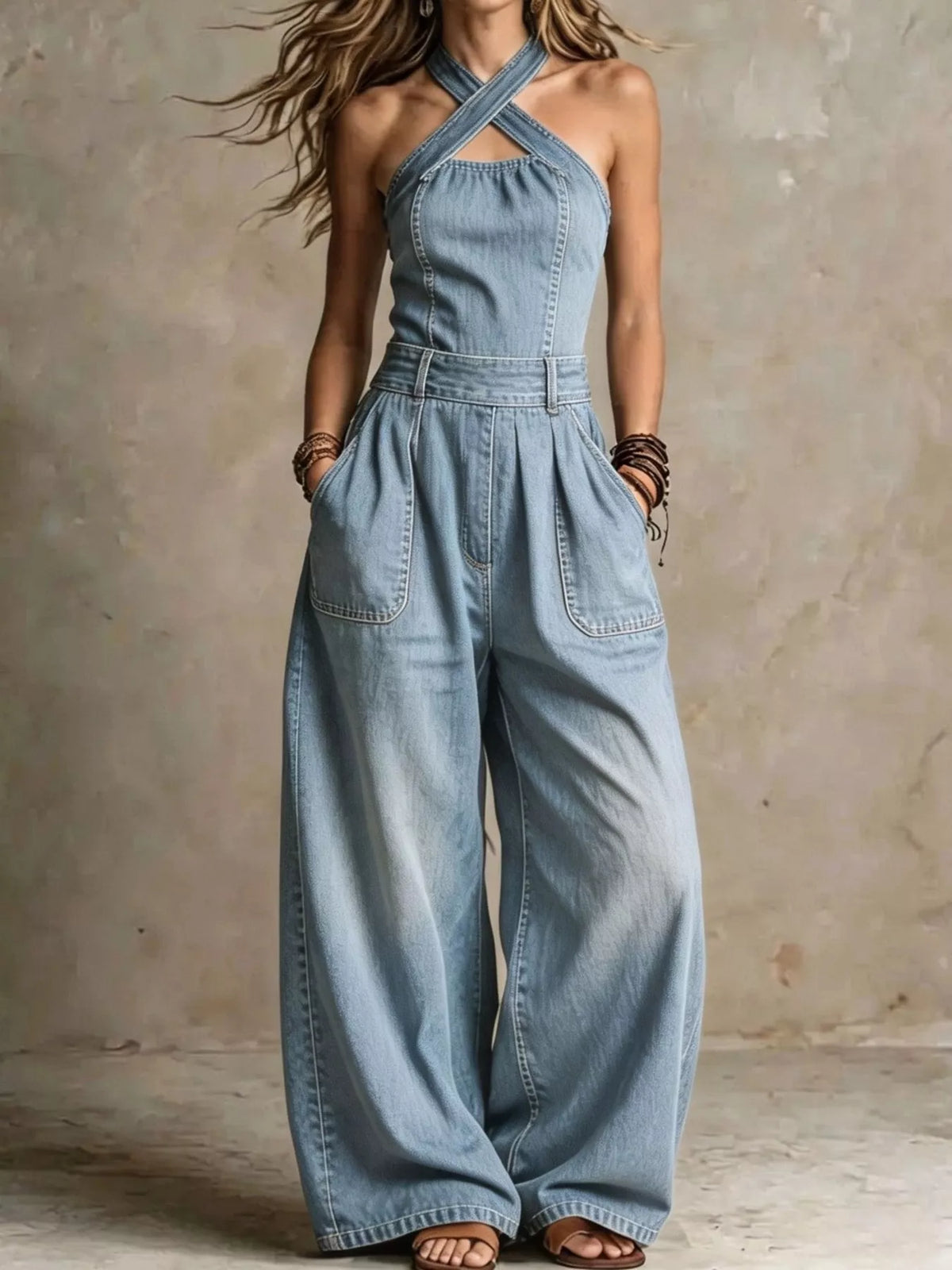 Combinaison en jean Maya grande taille – photo produit 2