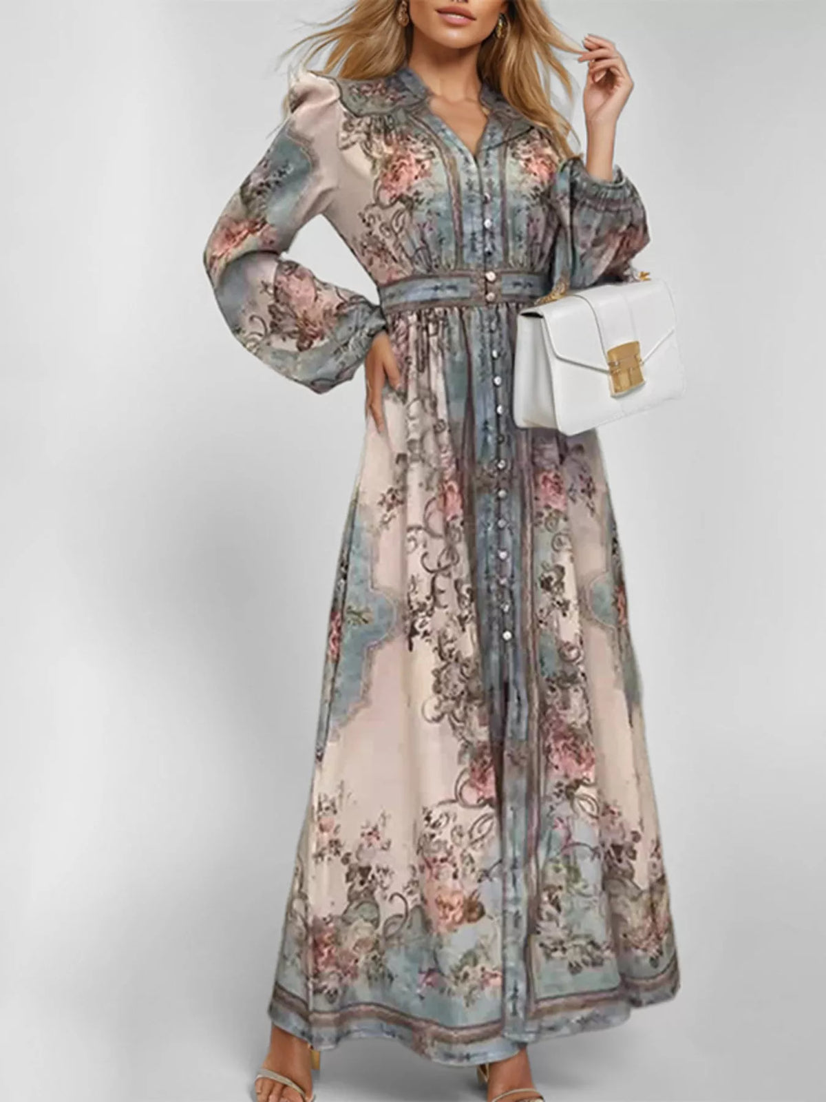 Robe longue Halo fleurie – photo produit 1