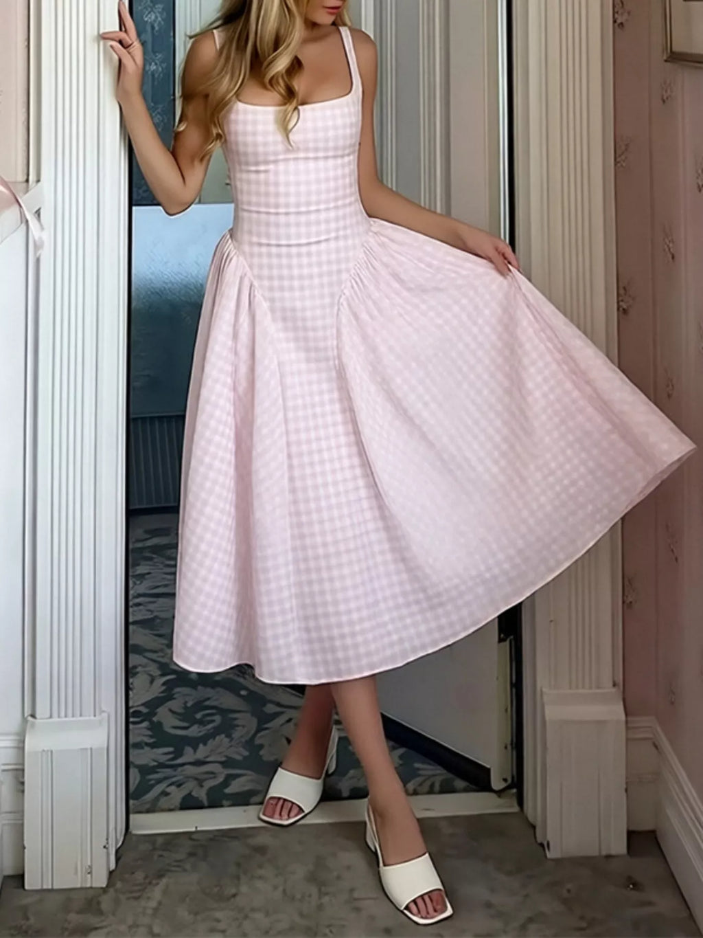 Robe midi Maya à carreaux – photo produit 4
