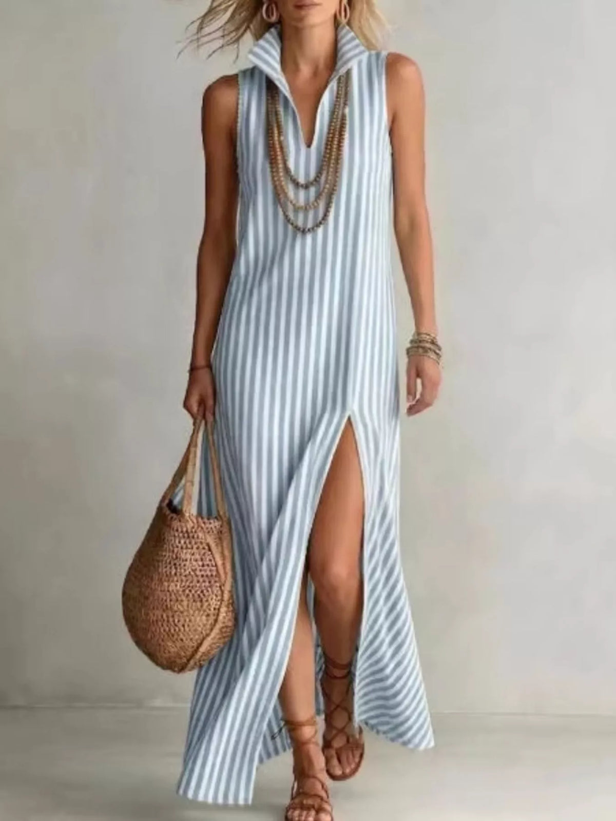 Robe longue Lina rayée – photo produit 1