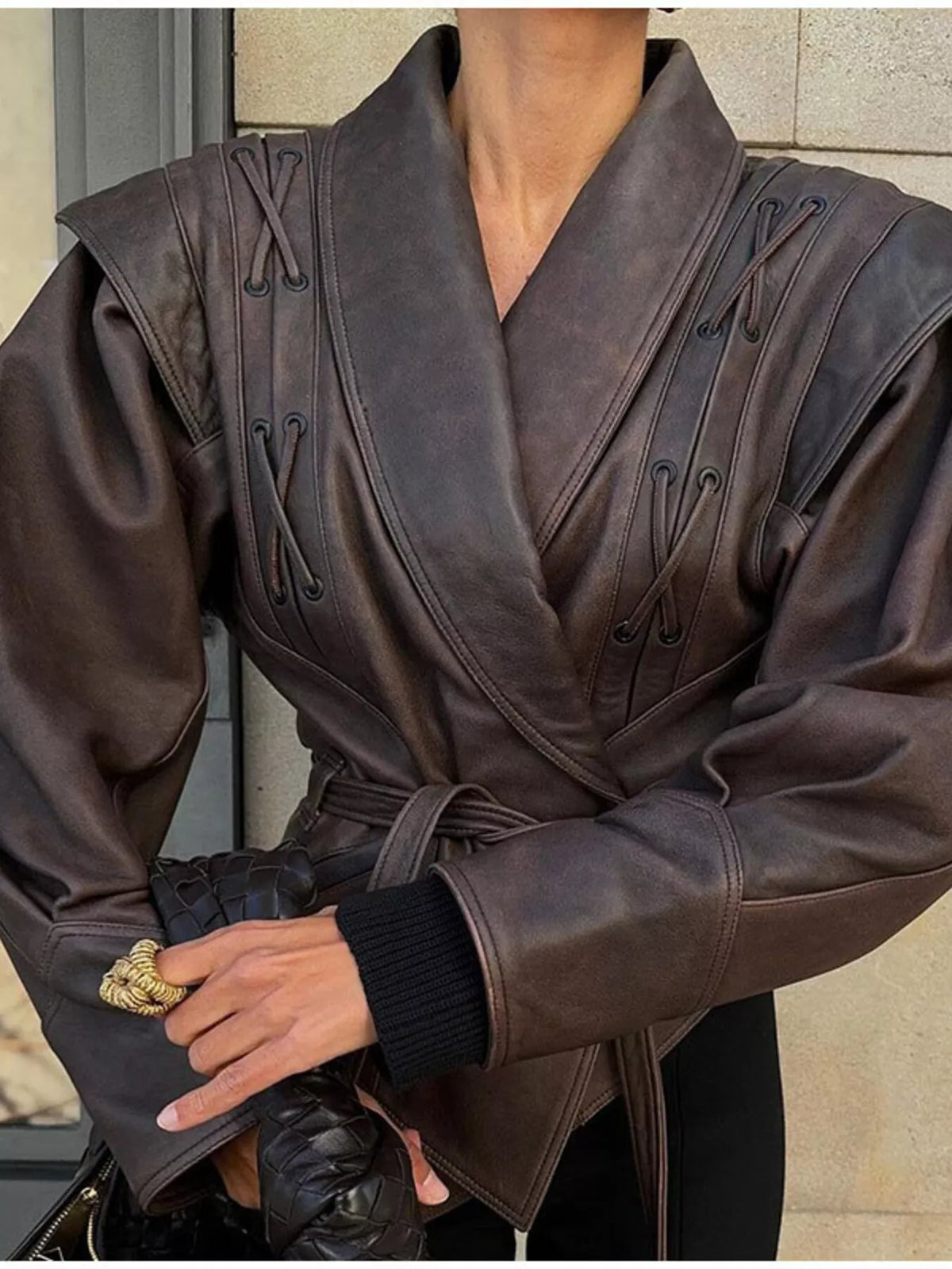 Veste Romy ceinturée effet cuir – photo produit 8