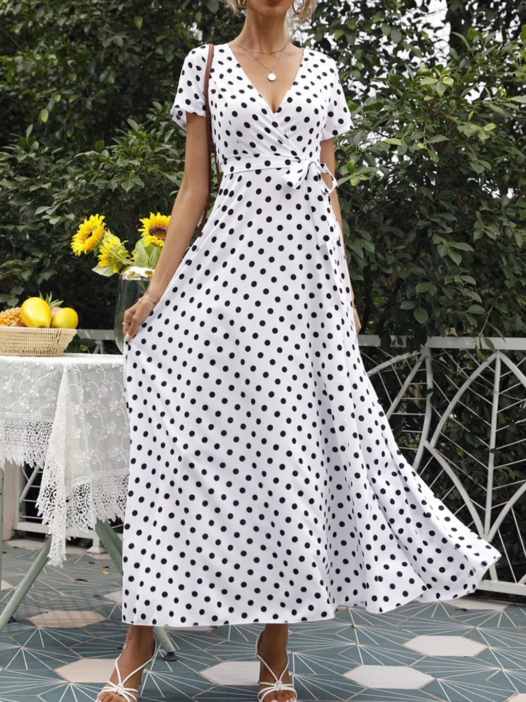 Robe longue Inès à pois – photo produit 1