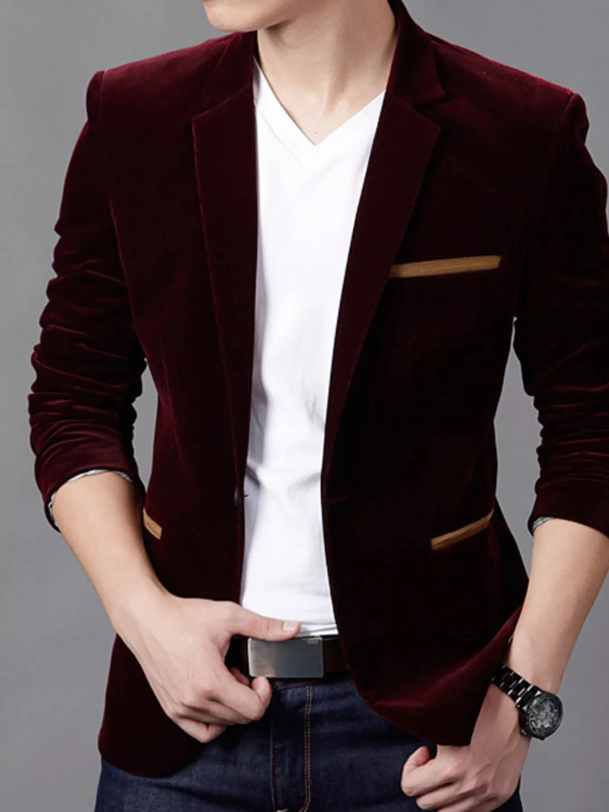 Blazer Ezio homme en velours grande taille – photo produit 3