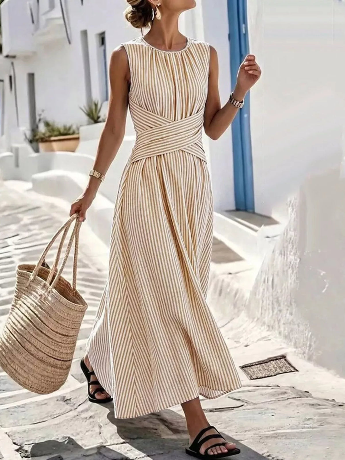 Robe longue Adèle rayée – photo produit 3