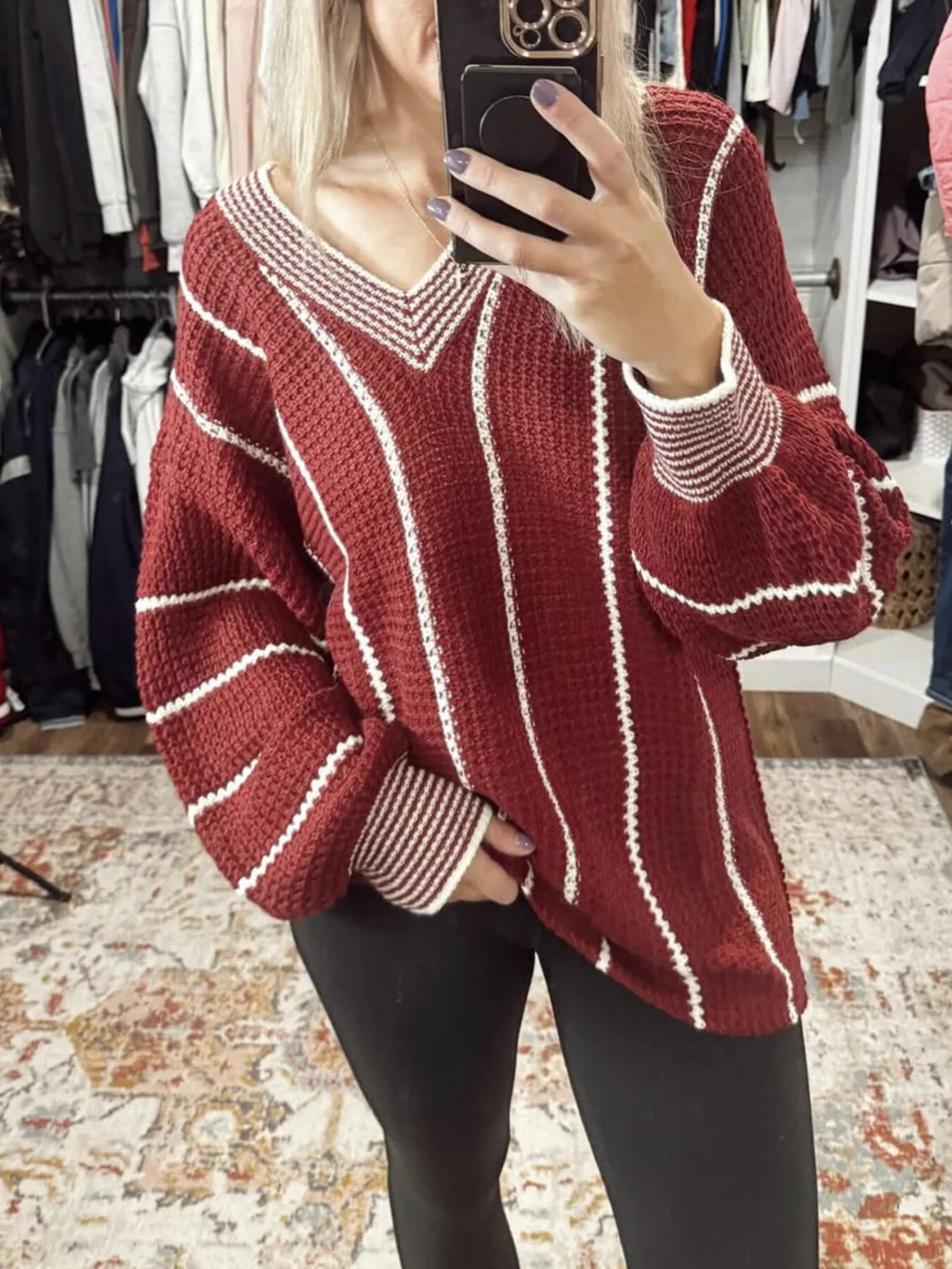 Pull Myztery rayé col V – photo produit 9